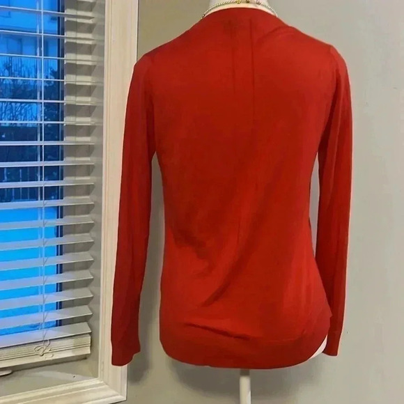 [XS]Banana Republic Red Silk/ Cashmere Blend Crew  Neck Pull over L/S sweater - Picture 7 of 13